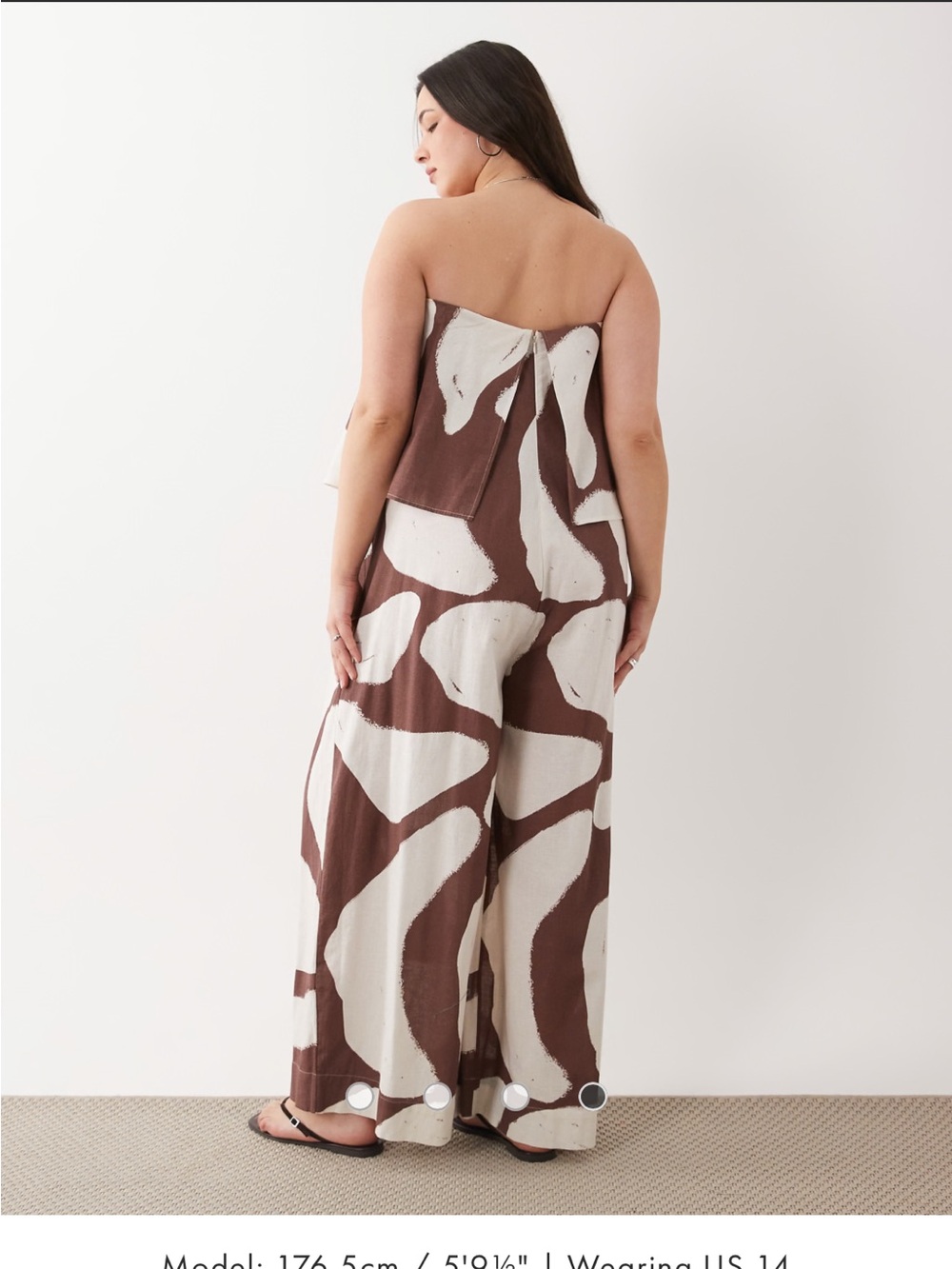 NWT ASOS DESIGN Curve strapless double layer jumpsuit in brown print